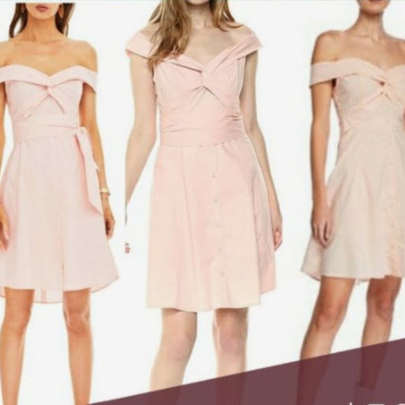 NWT! Coral button off shoulder dress - Picture 3 of 7